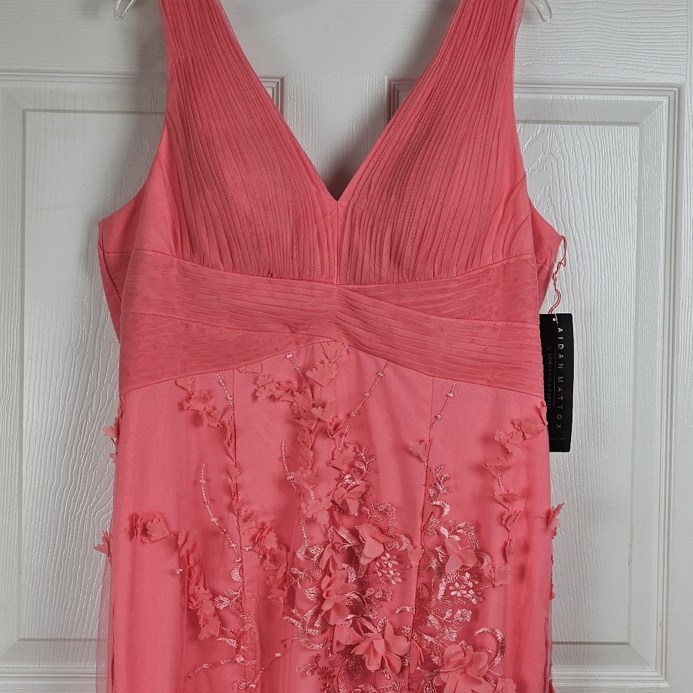 Adrianna‎ Papell Aidan Mattox NWT Floral Applique Embroidered Mermaid Gown 16 - Picture 4 of 16